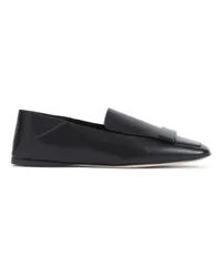 Sergio Rossi Loafers & Ballerinas Black Nappa Leather Flat Mocassin Schwarz