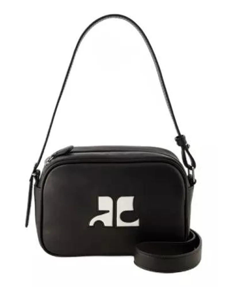 Courrèges Shopper Réedition Camera Bag - Leather - Black Schwarz