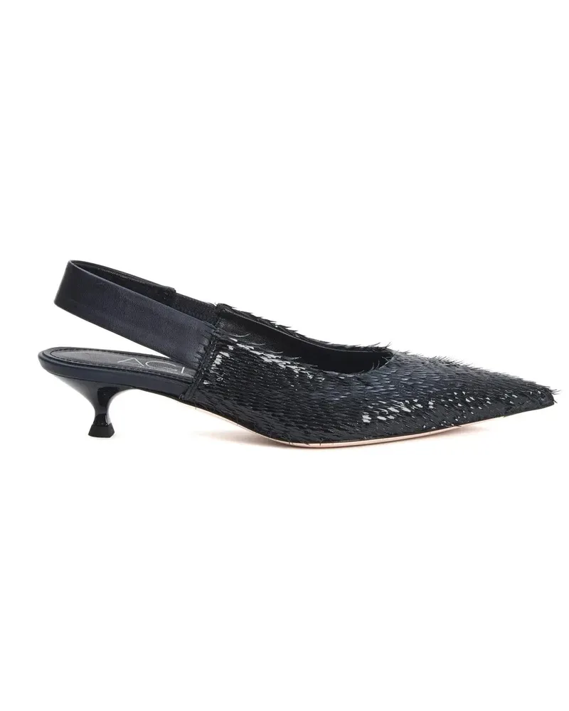 Attilio Giusti Leombruni Hohe Schuhe Laser-Cut Navy Leather Slingback Shoes schwarz Schwarz