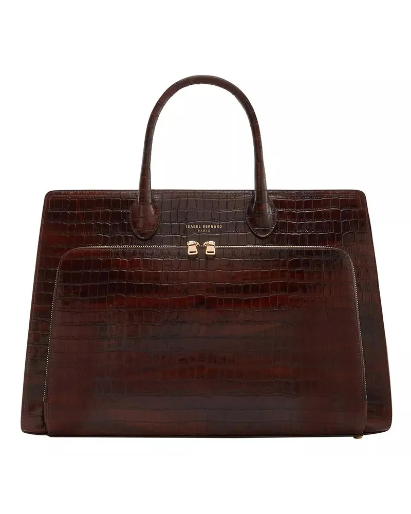 Isabel Bernard Tote Honoré Nadine Croco Brown Calfskin Leather Handbag Braun