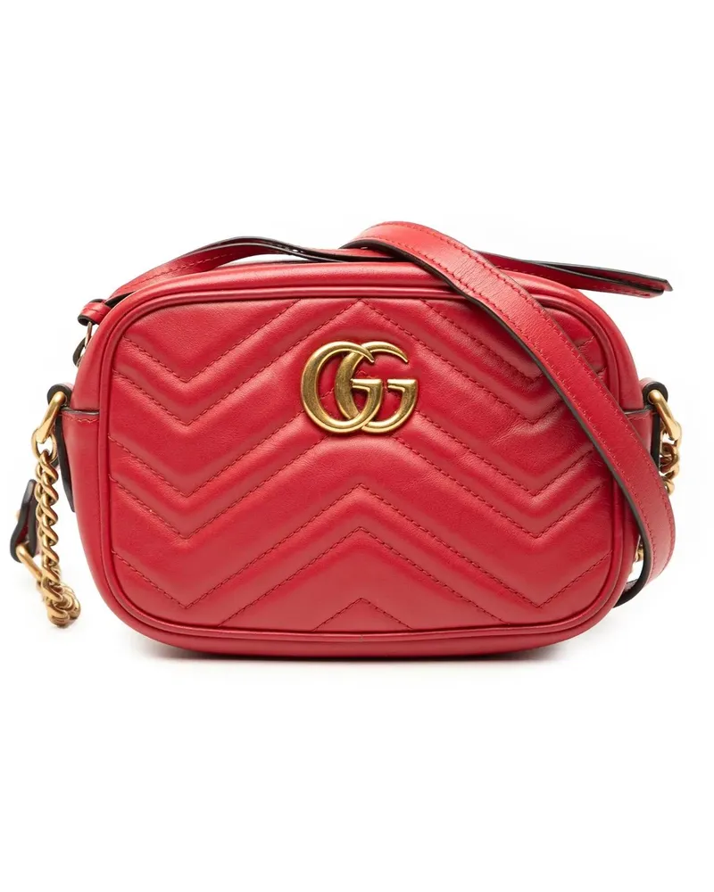 Gucci Hobo Bags Mini GG Marmont Matelasse Leather Crossbody rot Rot