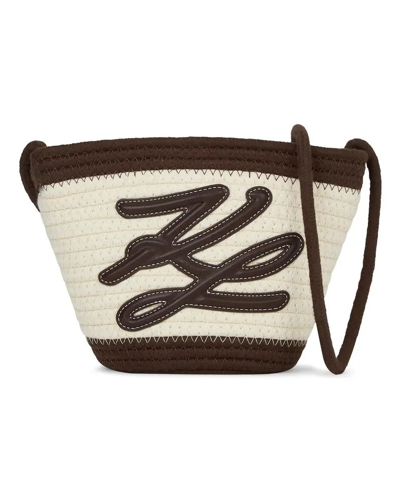 Karl Lagerfeld Shopper K/Autograph Kleine Strandtasche aus Seilen schwarz Schwarz