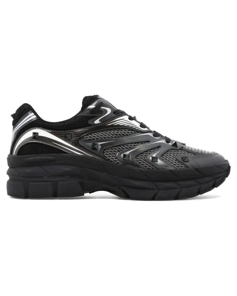 Valentino Garavani Low-Top Sneaker Leather Sneakers With Textured Rubber Elements schwarz Schwarz