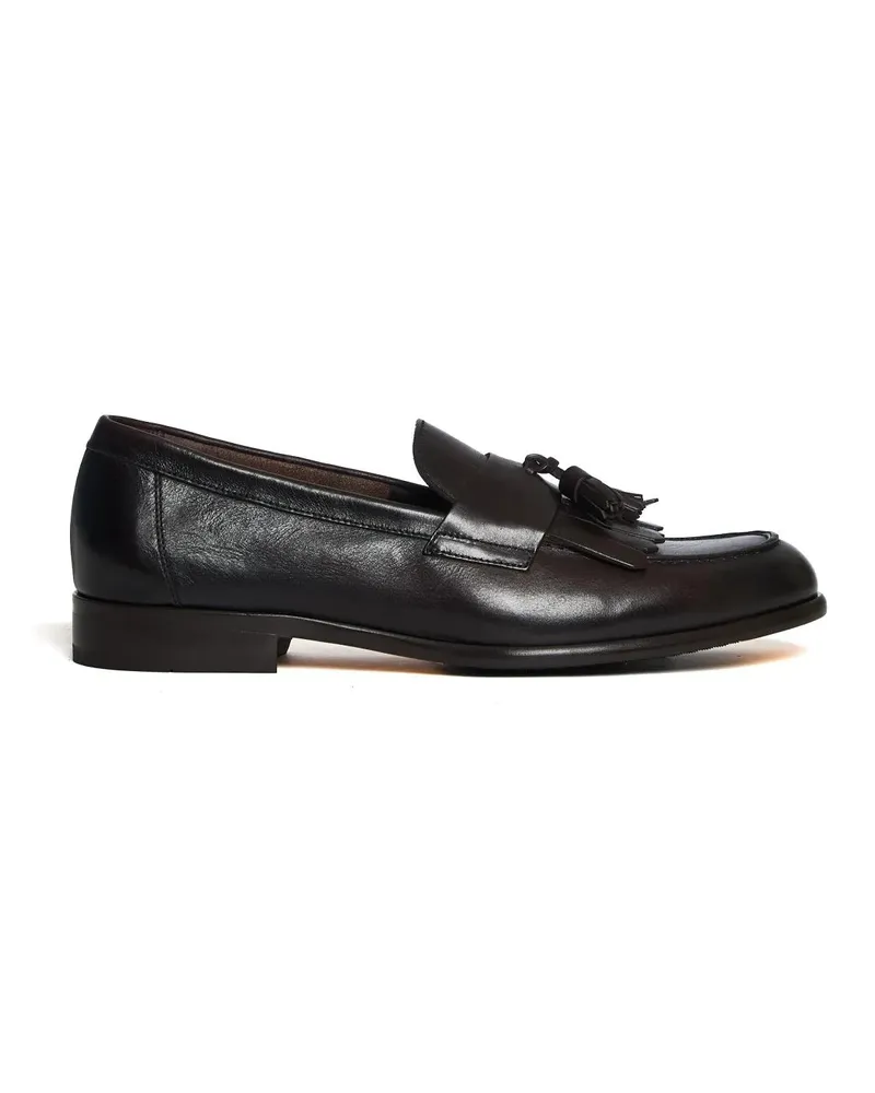 Doucal´s Loafer Brown Leather Moccasin With Fringe schwarz Schwarz