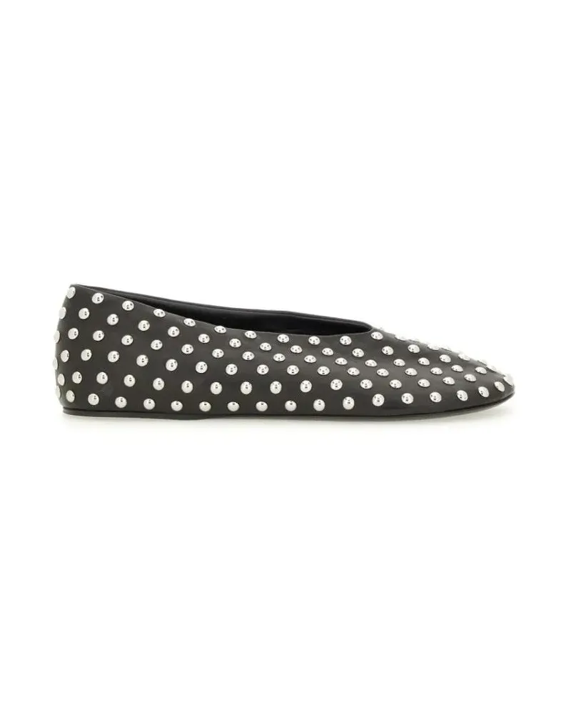Jil Sander Nappa Ballerina Flats With Metallic Studs schwarz Schwarz