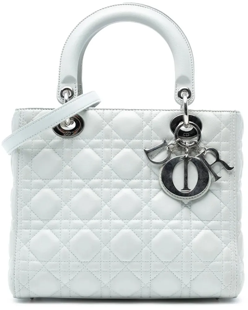 Dior Hobo Bags Medium Lambskin Cannage Lady Dior weiß Weiß