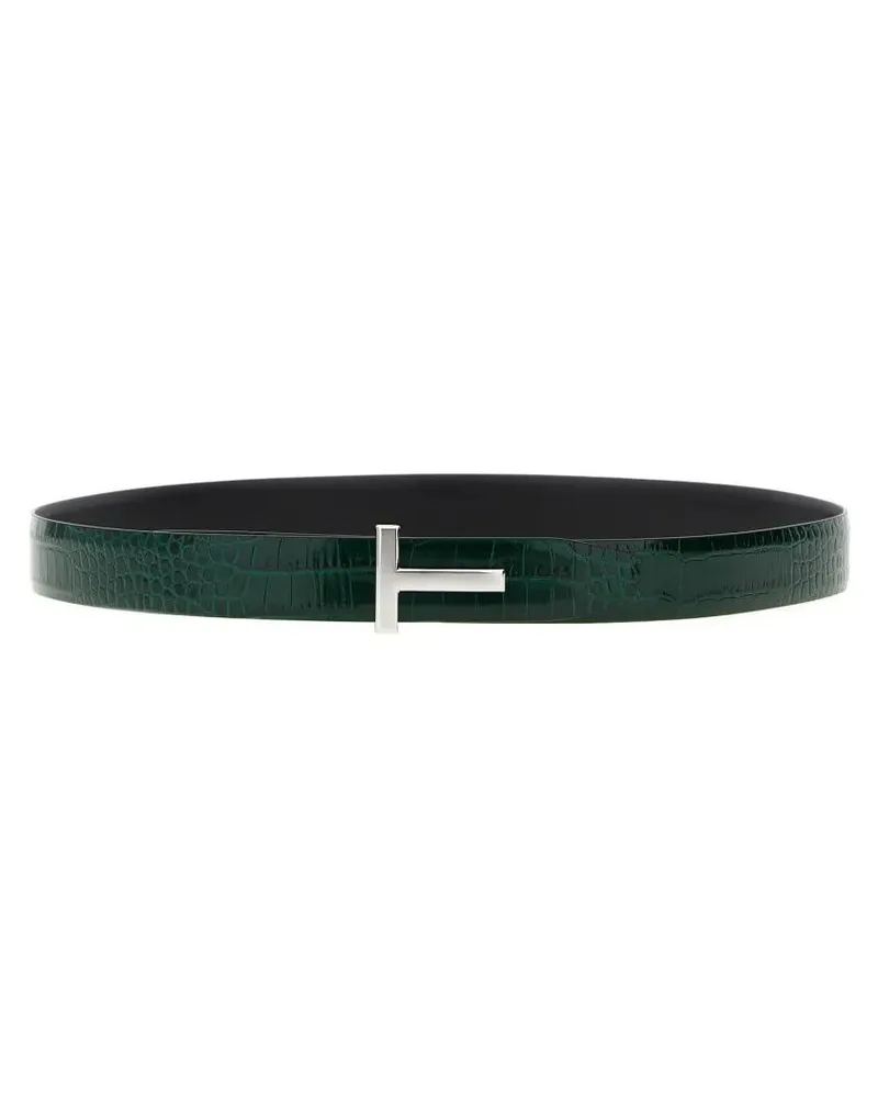 Tom Ford Gürtel Reversible Crocodile Leather Belt schwarz Schwarz