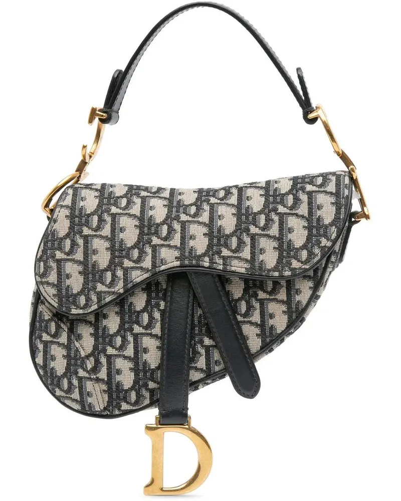 Dior Hobo Bags Mini Oblique Canvas Saddle Bag blau Blau