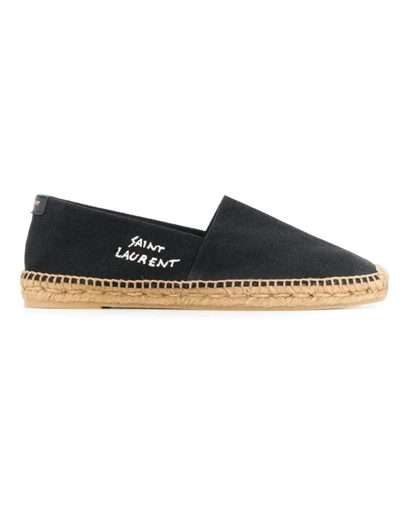 Saint Laurent Loafer Canvas Slip-On Espadrilles With Embroidered Logo D schwarz Schwarz
