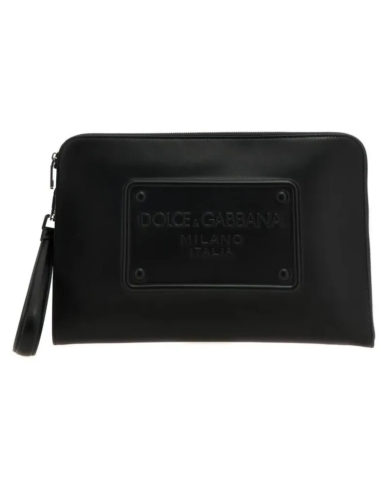 Dolce & Gabbana Crossbody Bags Large Plaque Pouch schwarz Schwarz