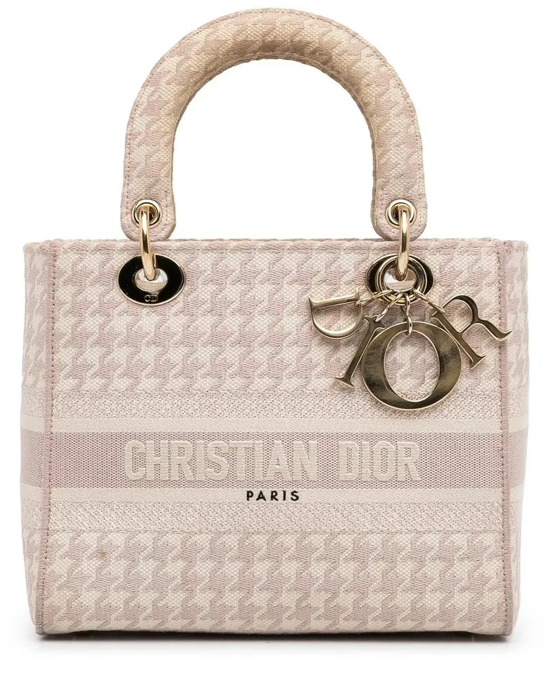 Dior Hobo Bags 2021 Small Houndstooth Lady D-Lite rosa Gold