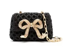Shopper Black Woven Bow Mini Bag