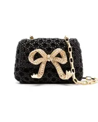 Self-Portrait Shopper Black Woven Bow Mini Bag Schwarz