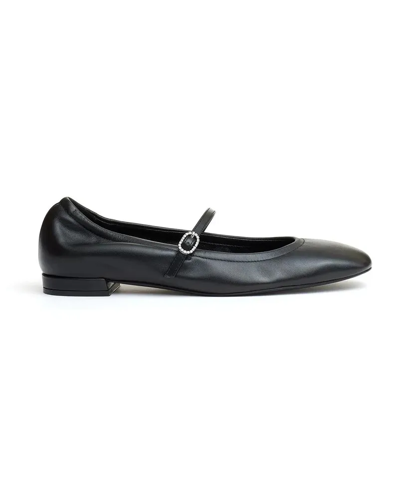 Stuart Weitzman Ballerina With Strap Black Leather schwarz Schwarz