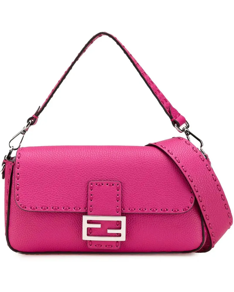Fendi Hobo Bags 2010-2025 Leather Selleria Baguette Satchel pink Rosa