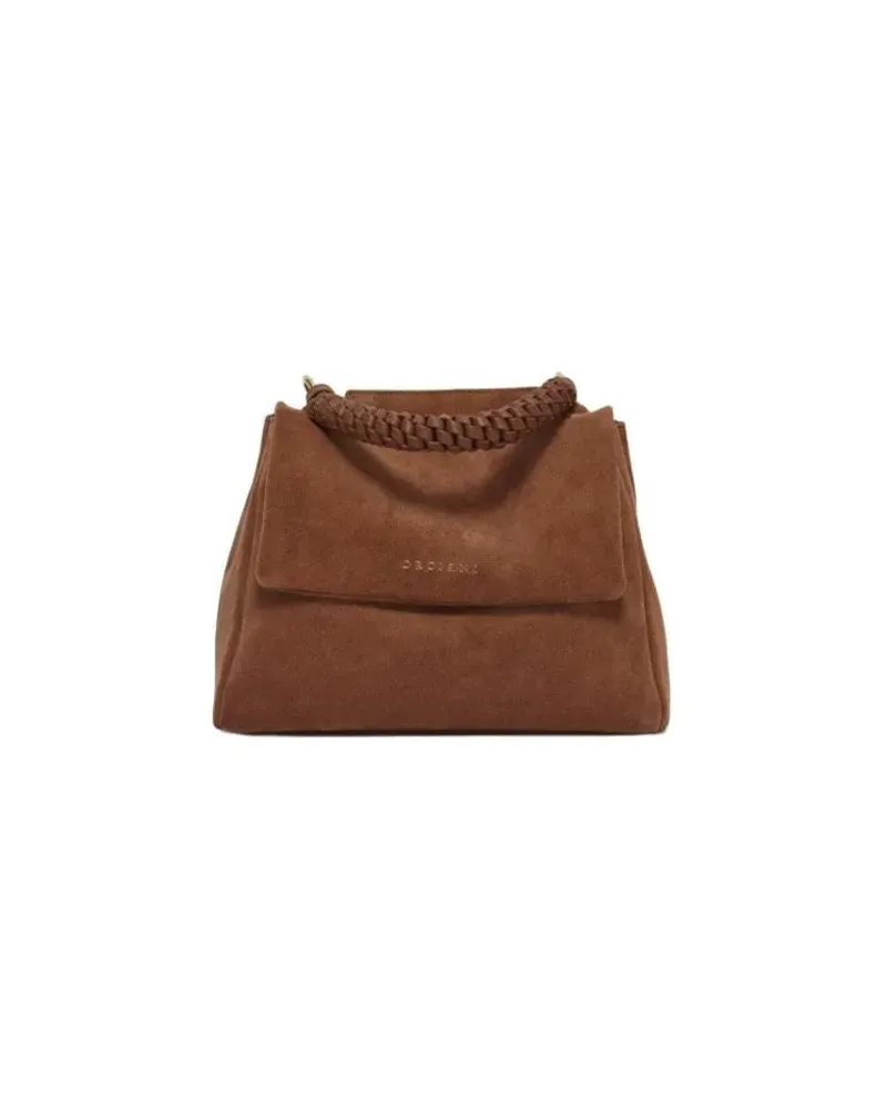 Orciani Hobo Bags Terra Di Siena Nubuck Leather Handbag braun Braun