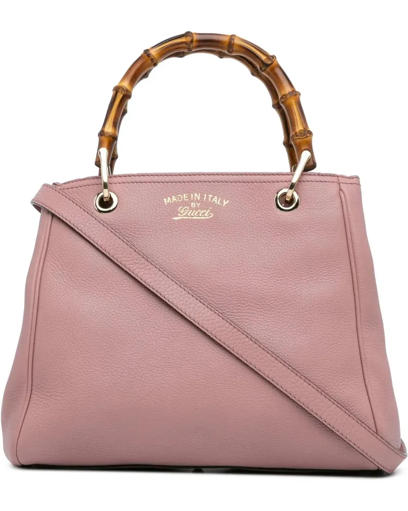 Gucci Hobo Bags 2000-2015 Small Calfskin Bamboo Shopper Satchel rosa Gold