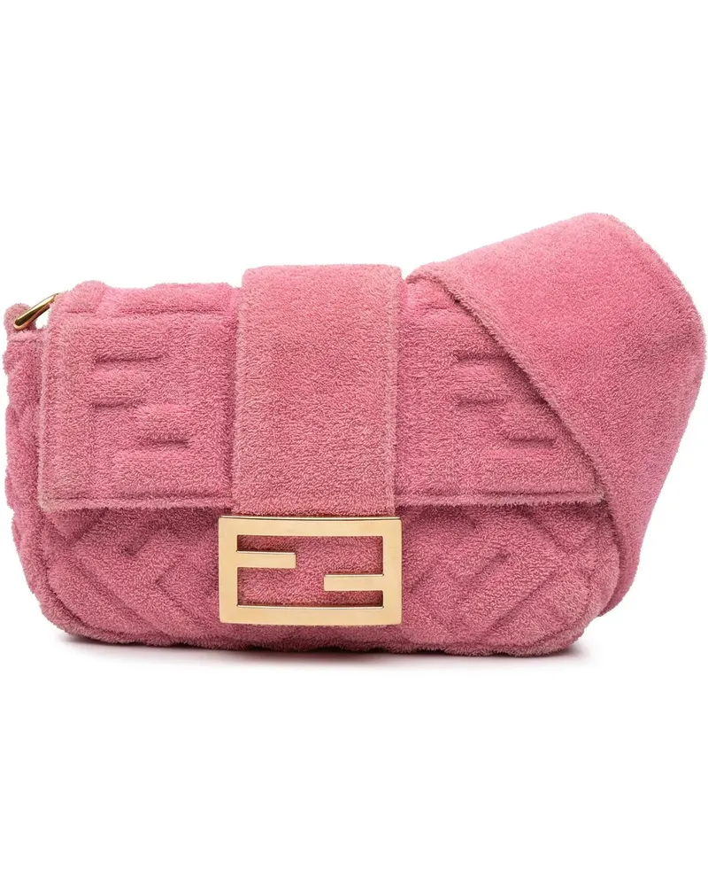 Fendi Hobo Bags Embossed Terry Cloth FF 1974 Convertible Belt Bagu rosa Gold