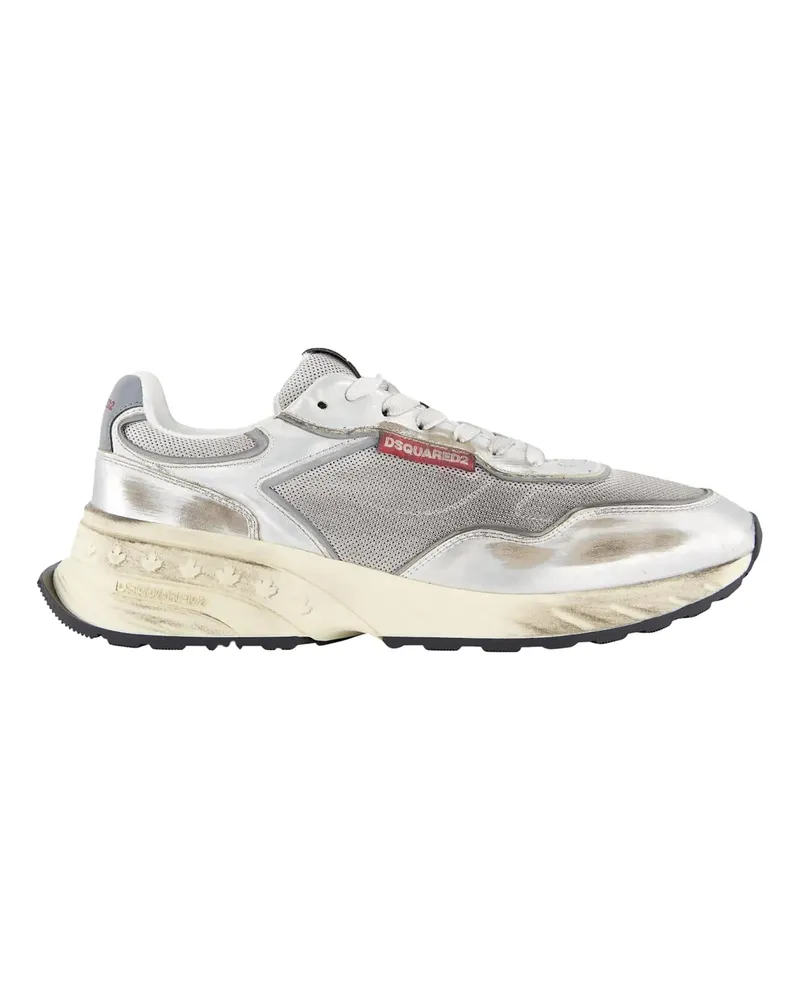 Dsquared2 Low-Top Sneaker Mesh And Leather Sneakers With Logo silberfarben 