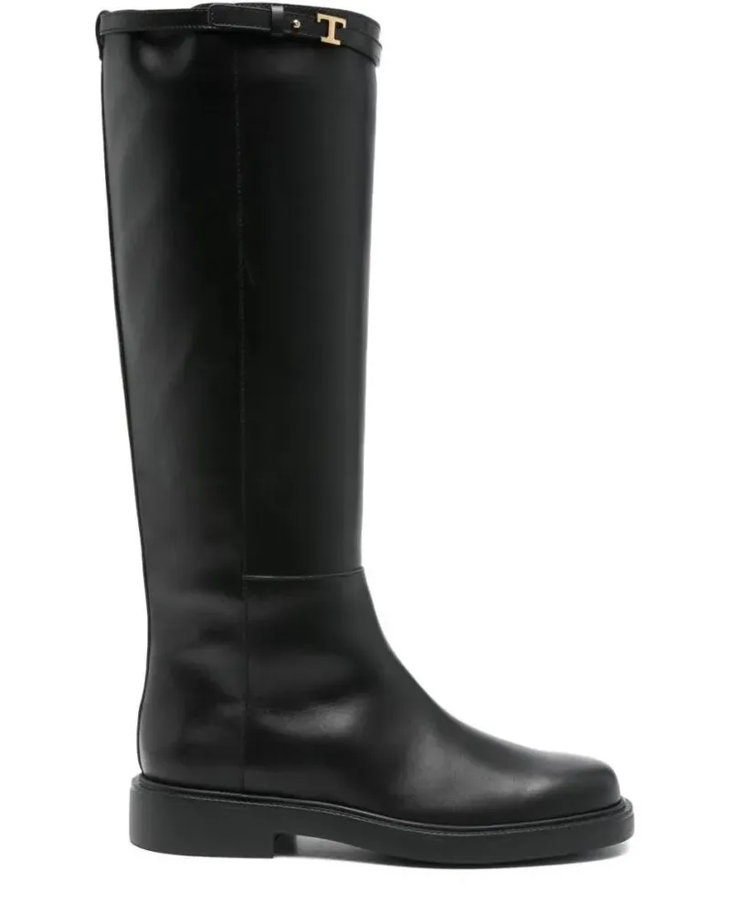 TOD'S Stiefel Knee-High Ankle Boots With Polished Leather Finish schwarz Schwarz