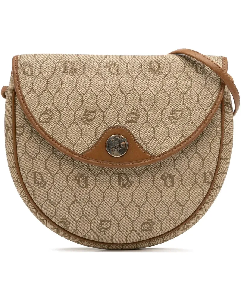 Dior Hobo Bags Honeycomb Coated Canvas Crossbody braun Braun