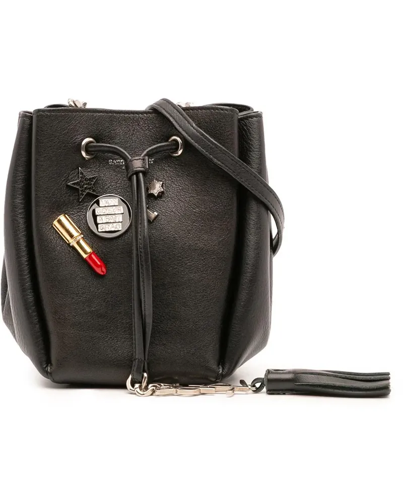 Saint Laurent Hobo Bags Mini Leather Monogram Embellished Bourse Bucket Ba schwarz Schwarz