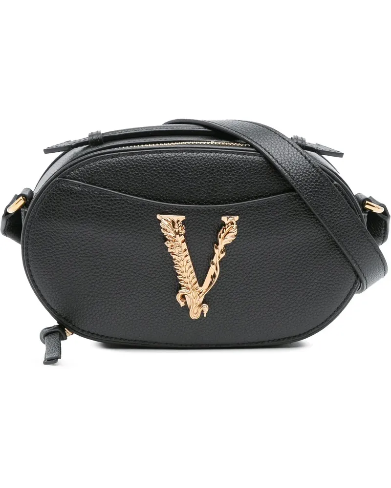 Versace Hobo Bags Grainy Calfskin Virtus V Camera Bag schwarz Schwarz