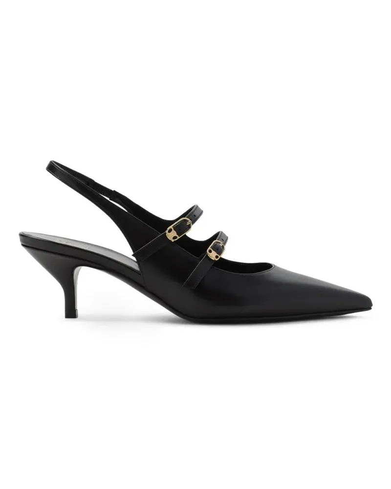 Celine Slipper & Pantoletten Double Straps Black Calfskin Mules schwarz Schwarz