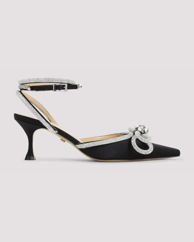 Mach & Mach Hohe Schuhe Double Bow 65 Black Silk Pumps schwarz Schwarz