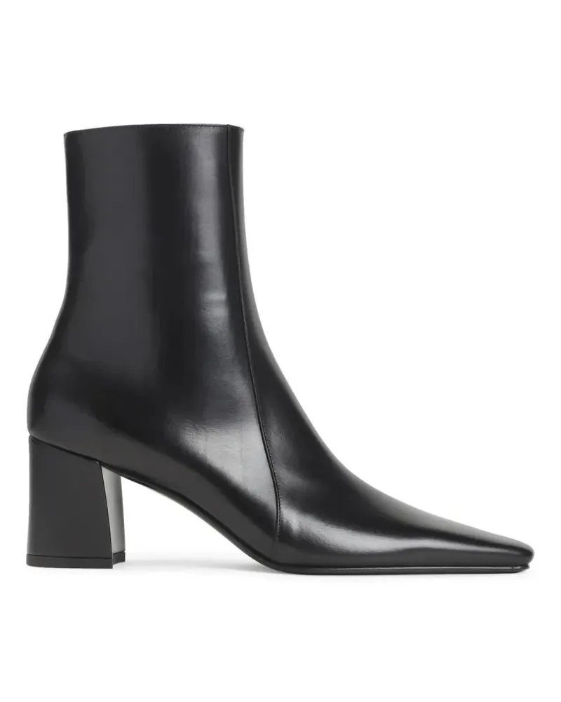 Saint Laurent Stiefel Pointed Toe Ankle Boots With Polished Leather Fini schwarz Schwarz