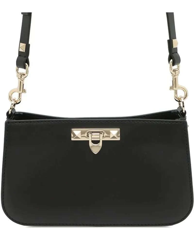 Valentino Garavani Hobo Bags Calfskin Rockstud Flip Lock Crossbody schwarz Schwarz