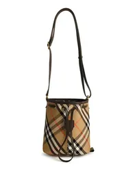 Burberry Shopper Check' Bucket Bag In Beige Cotton Blend Braun