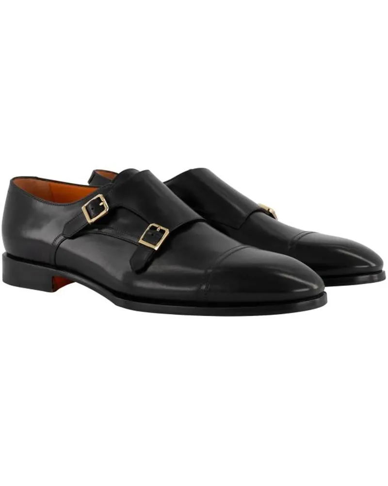 Santoni Double Buckle schwarz Schwarz
