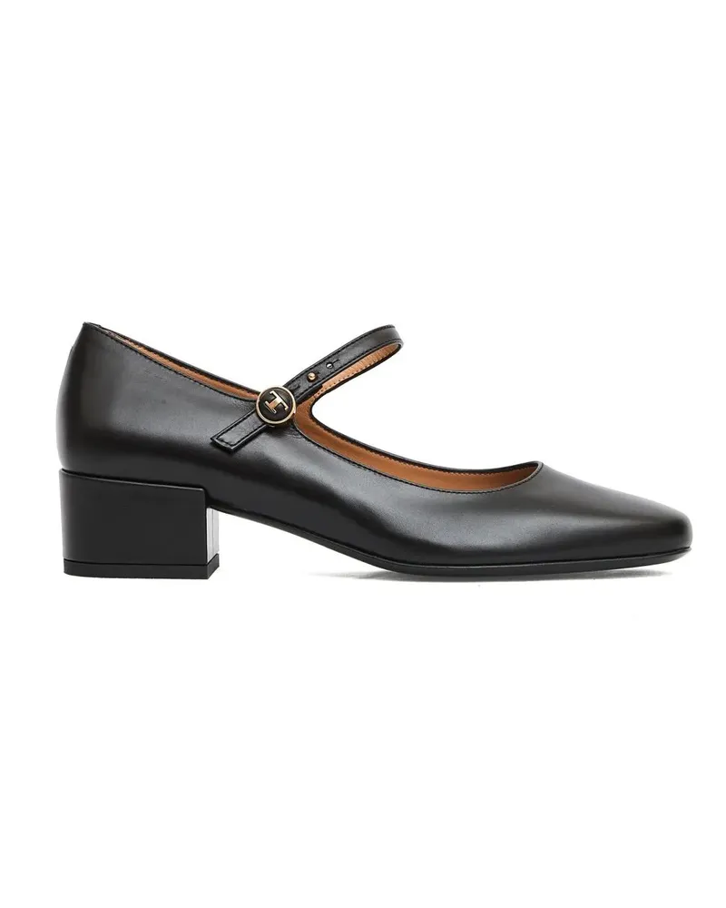 TOD'S Black Leather Ballerinas With Straps schwarz Schwarz