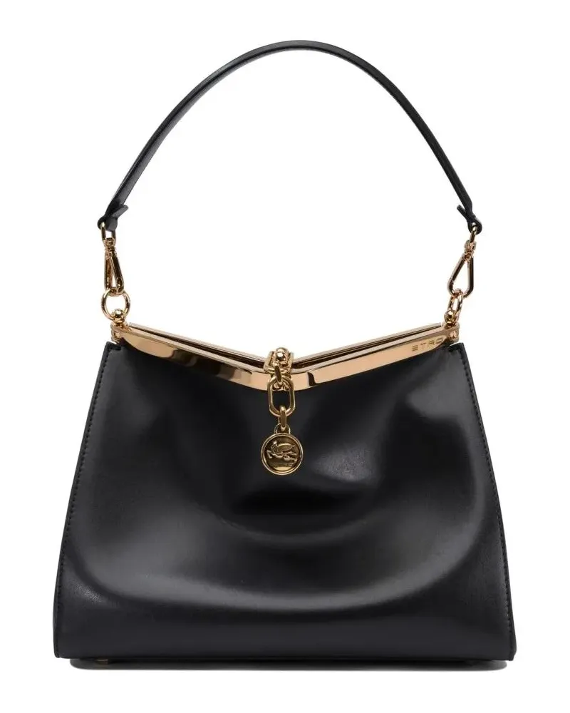 Etro Hobo Bags Smooth Leather Shoulder Bag schwarz Schwarz
