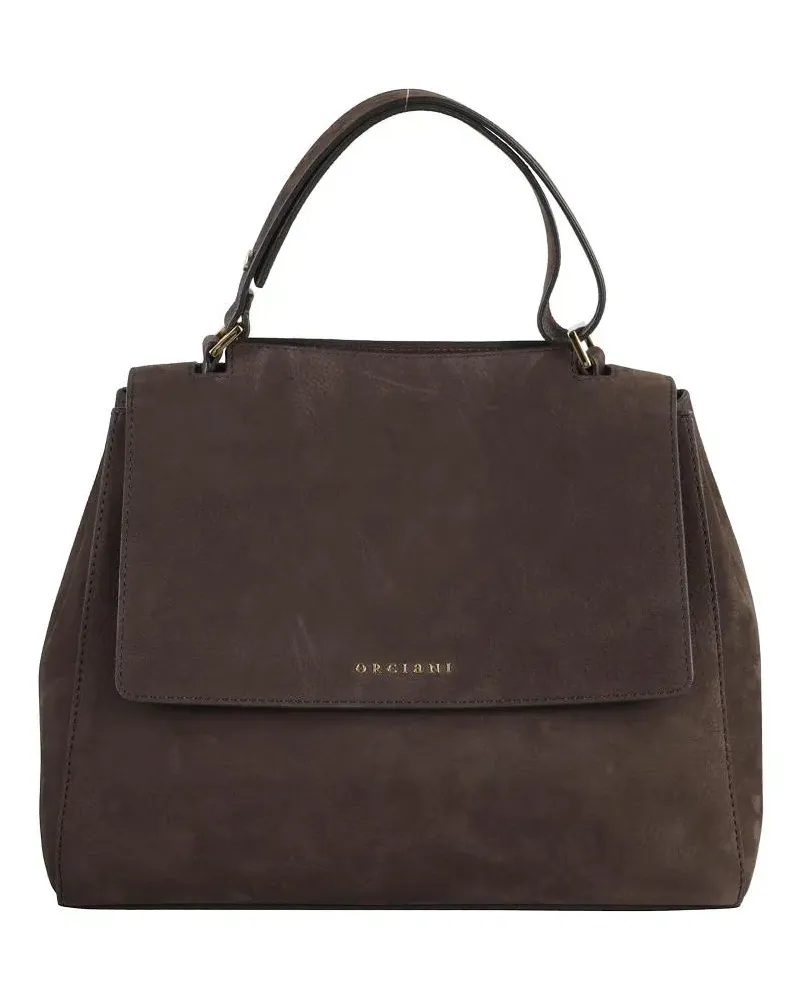 Orciani Hobo Bags Structured Brown Leather Shoulder Bag schwarz Schwarz