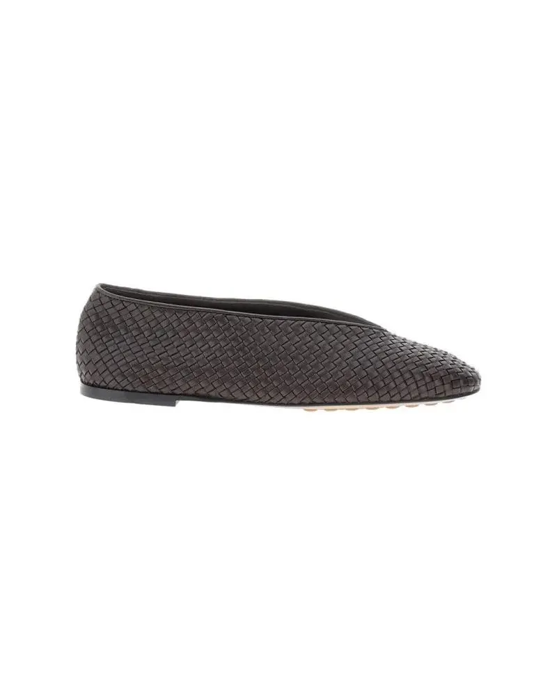 Bottega Veneta Ballerina Flats In Braided Leather schwarz Schwarz