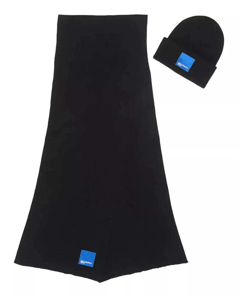 Karl Lagerfeld Caps & Mützen Giftset Logo Beanie/Scarf schwarz Schwarz