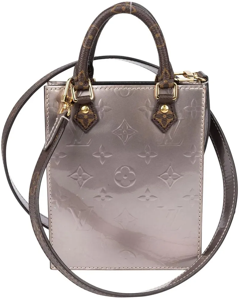 Louis Vuitton Crossbody Bags  Vernis Monogram Petite Sac Plat Hand taupe Taupe