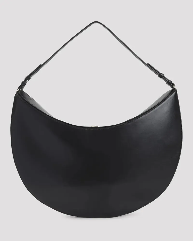 Jacquemus Hobo Bags Black Leather Le Calisso Rond Handbag schwarz Schwarz