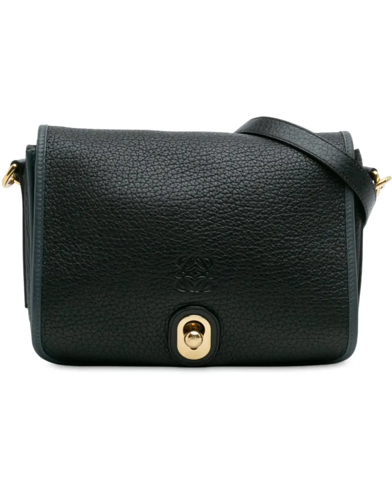 Loewe Hobo Bags Pebbled Calfskin Anagram Ines Flap Crossbody schwarz Schwarz