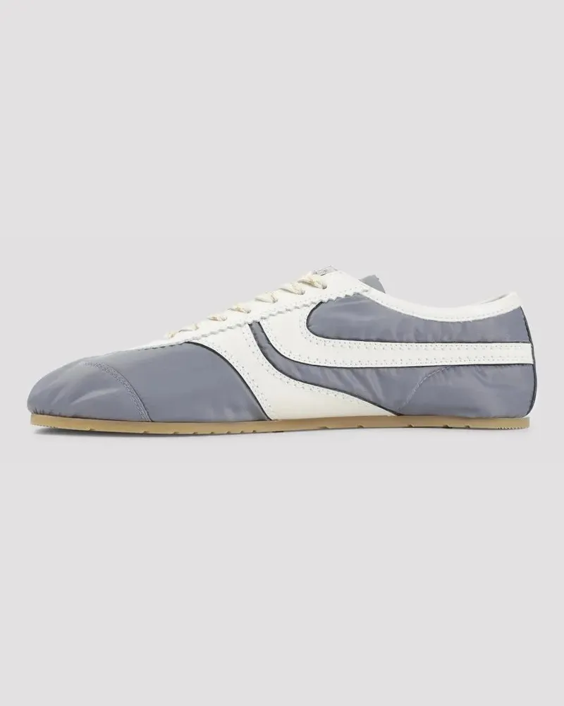 Dries van Noten Low-Top Sneaker Light Blue Round Toe Shoes With Leather Accents grau Grau
