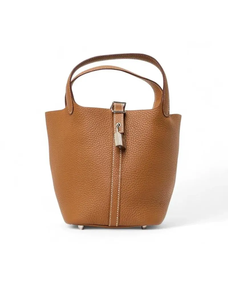 Hermès Beuteltaschen Sac Picotin Lock 18 Clemence Gold braun Braun