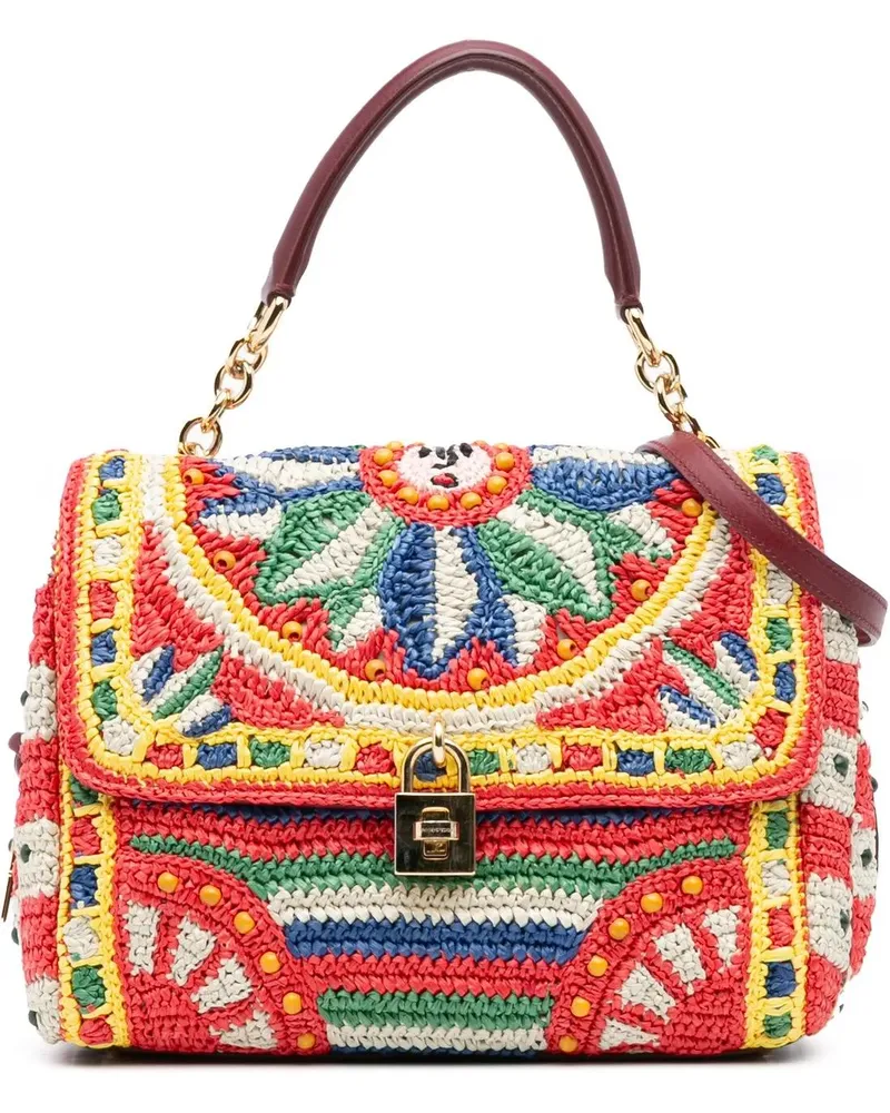 Dolce & Gabbana Hobo Bags Raffia Crochet Sicilian Cart Miss Sicily Satchel rot Rot