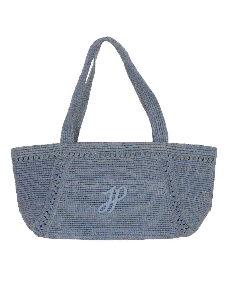 Patou Shopper & Totes Raffia Tote With Embroidered Logo blau Blau