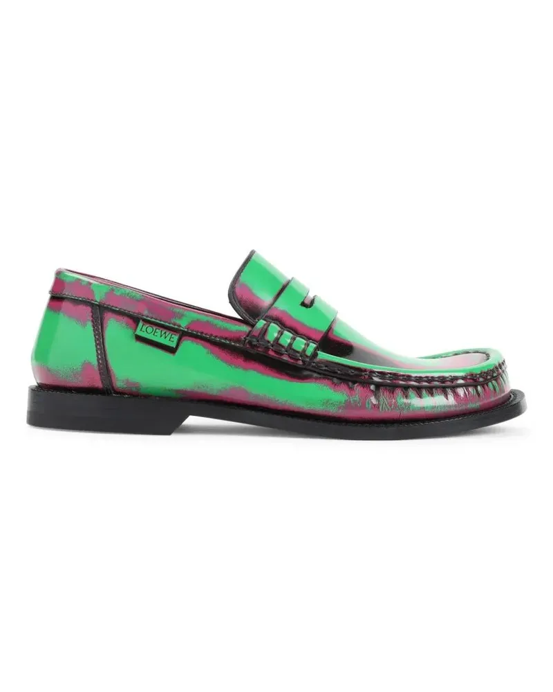 Loewe Multicolour Calf Leather Loafers With Decorative S grün Grün