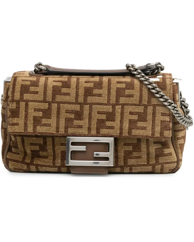 Fendi Hobo Bags 2010-2024 Zucca Wool Chain Midi Baguette braun Braun