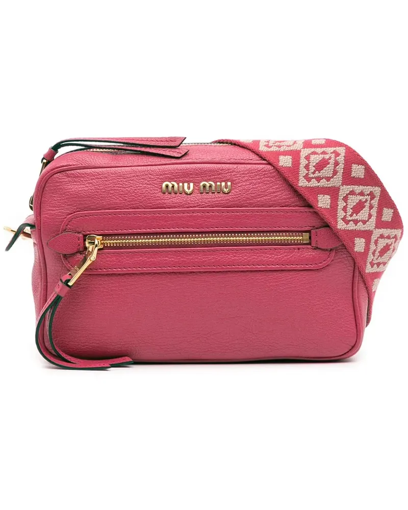 Miu Miu Hobo Bags Goatskin Madras Camera Bag rosa Gold