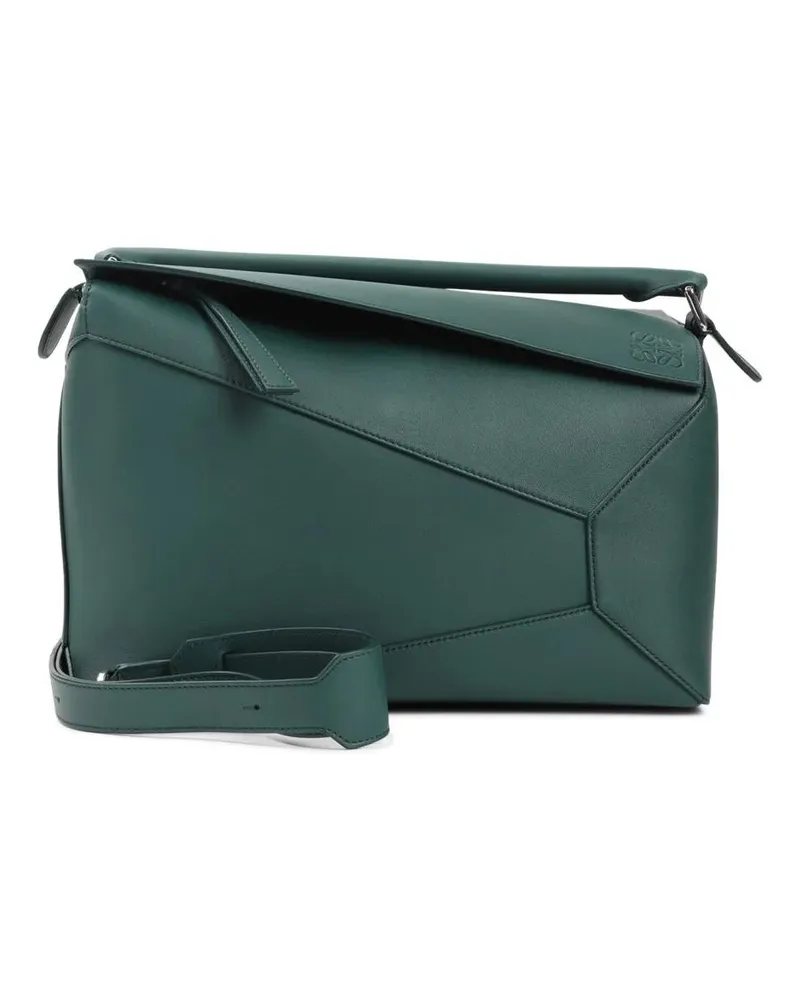 Loewe Hobo Bags Geometric Design Green Calfskin Shoulder Bag grün Grün