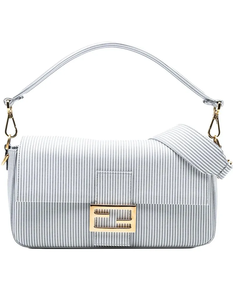 Fendi Hobo Bags Striped Jersey Baguette Satchel weiß Weiß